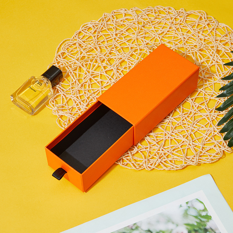 Orange Drawer Box Staged packaging